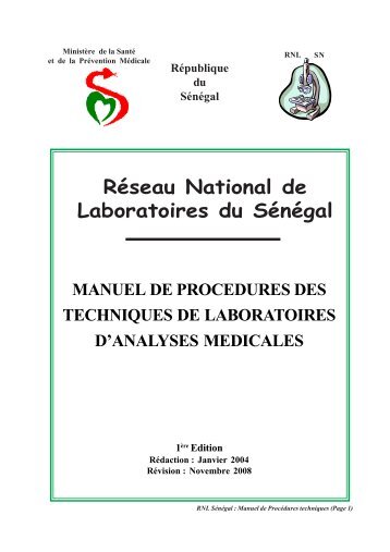 o Manuel de procédures techniques - Direction des laboratoires