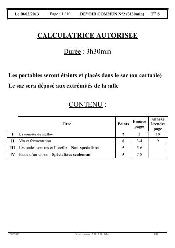 Devoir commun n°2 - Bougaud