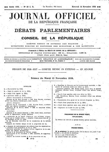 Mardi 13 Novembre 1956 - Sénat