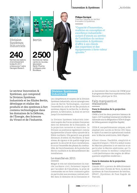 Rapport d'activité 2011 - Cnim.com