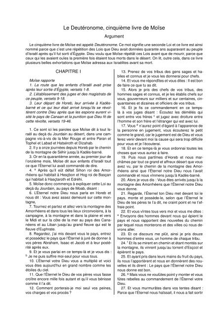 Je mets mes paroles dans ta bouche Deutéronome, chapitre 18