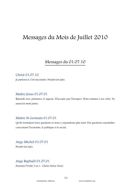 Les Messages de l'Année - Clefs du Futur