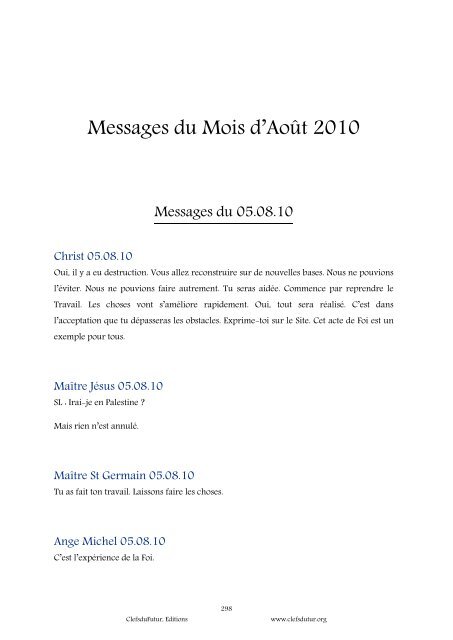 Les Messages de l'Année - Clefs du Futur