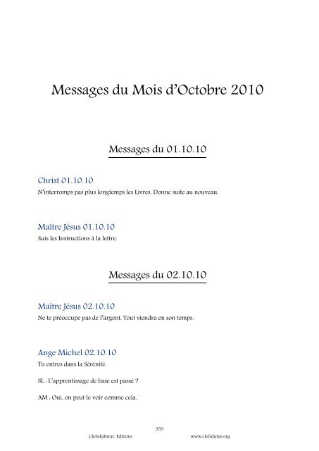 Les Messages de l'Année - Clefs du Futur