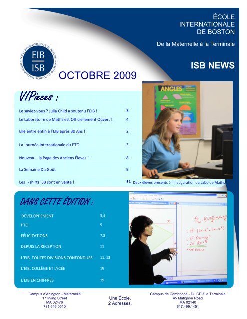 octobre 2009 - International School of Boston