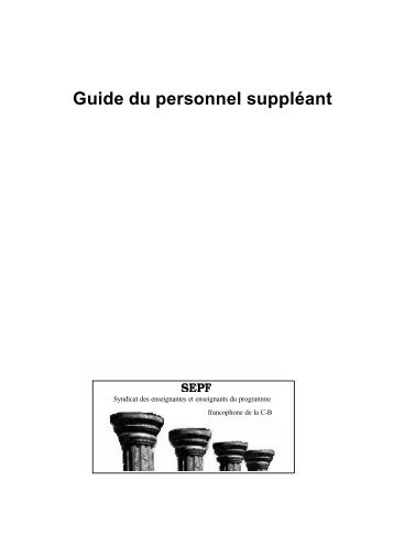 Guide du personnel suppléant - Conseil Scolaire Francophone