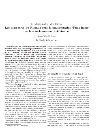 4 février 1964 Vuillemin, Denis-Gilles - France Rwanda Génocide