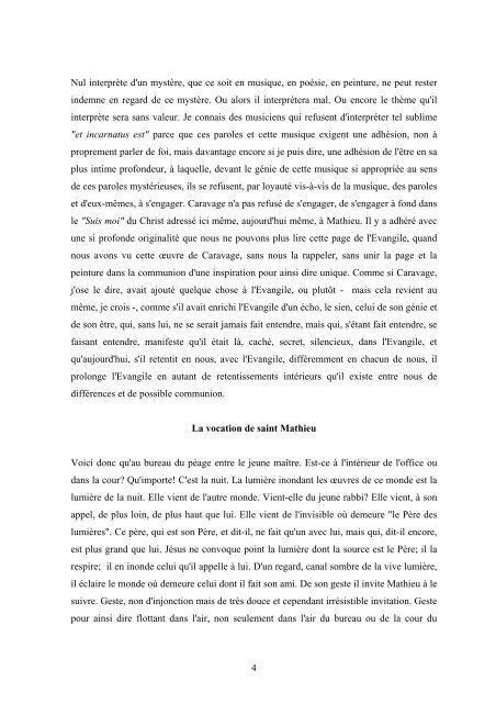 méditation de Dominique Ponnau sur la vie et l'oeuvre du Caravage