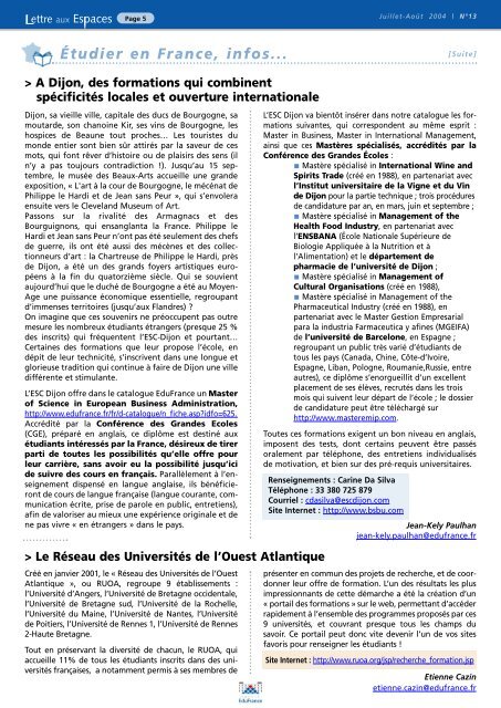 Lettre des Espaces n° 13 - Campus France