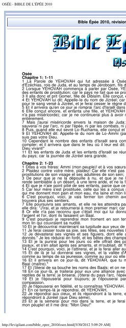 BIBLE DE L'ÉPÉE 2010 - ChristoBible - le Vigilant