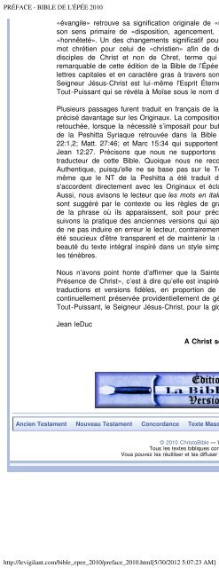 BIBLE DE L'ÉPÉE 2010 - ChristoBible - le Vigilant