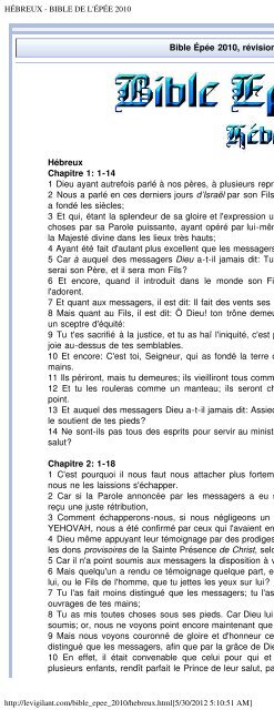 BIBLE DE L'ÉPÉE 2010 - ChristoBible - le Vigilant