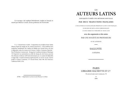 AUTEURS LATINS - latin, grec, juxta - Free