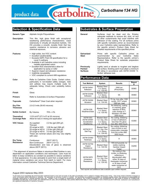 Carbothane 134 Hg - Carboline Paint Color Chart Carbothane 134 Hg - Carboline Paint Color Chart