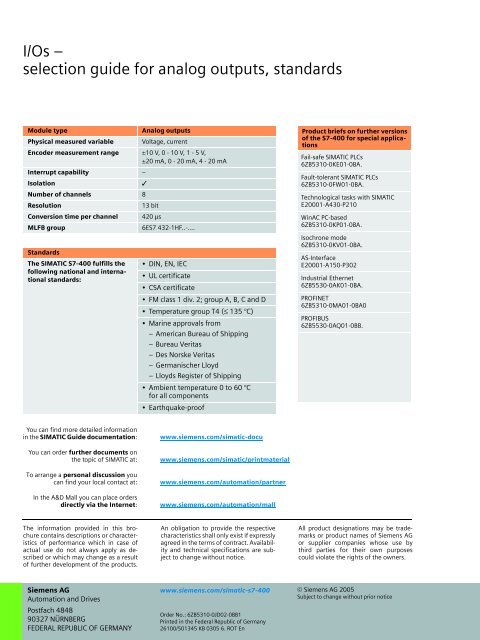 SIMATIC S7-400 - The Power Controller for System ... - Jonweb FA