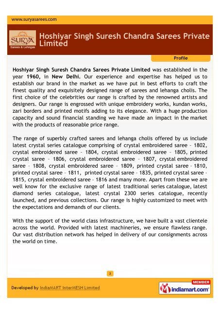 Hoshiyar Singh Suresh Chandra Sarees Private Limited - Imimg