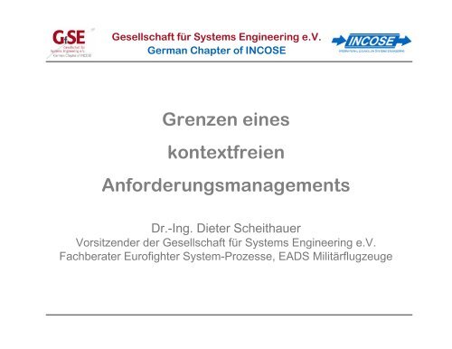 GfSE / Dieter Scheithauer - RECONF 2005