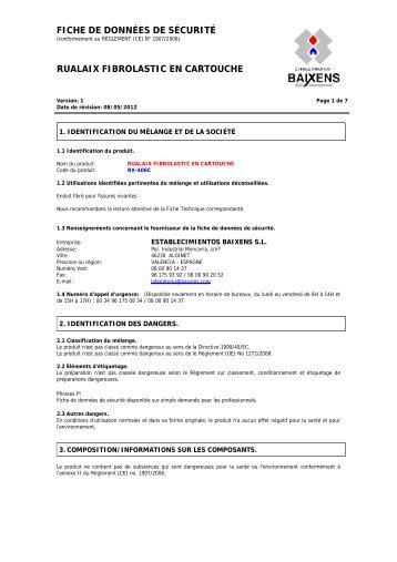 FDS RX406C-RUALAIX FIBROLASTIC EN CARTOUCHE - Baixens