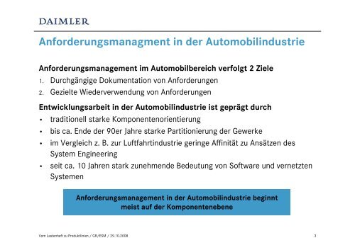 Vom Lastenheft zur Spezifikation von Produktlinien - REConf 2009