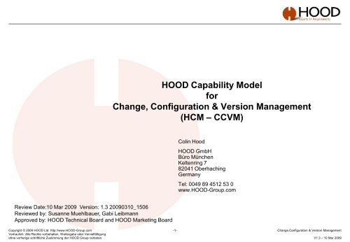 HOOD Capability Model for CC&VM - REConf 2009