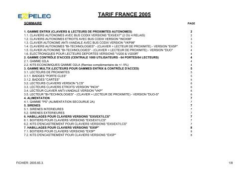 tarif france 2005 - JR International