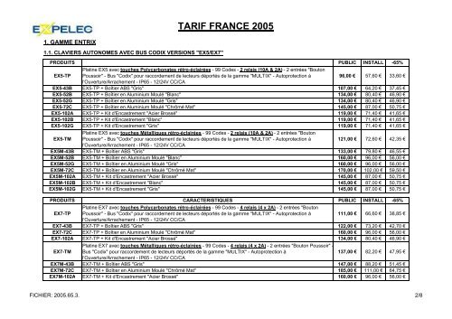 tarif france 2005 - JR International