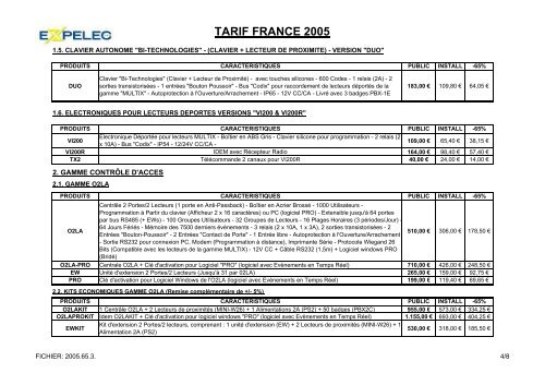 tarif france 2005 - JR International