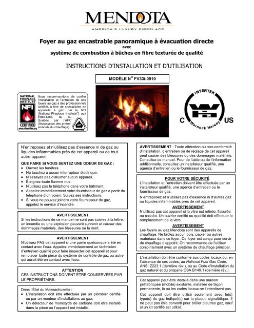 Foyer Au Gaz Encastrable Panoramique A Evacuation Mendota