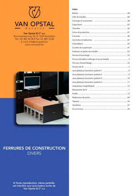 Ferrures de construction divers - Van Opstal