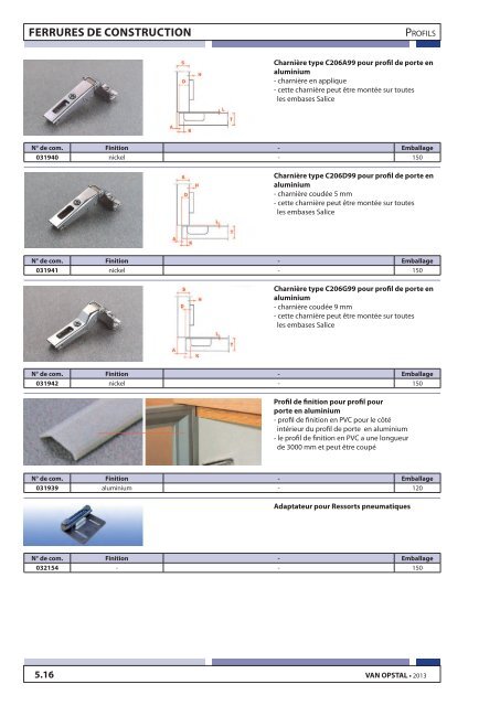 Ferrures de construction divers - Van Opstal