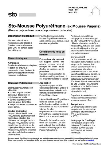Sto-Mousse Polyuréthane (ex Mousse Pageris)