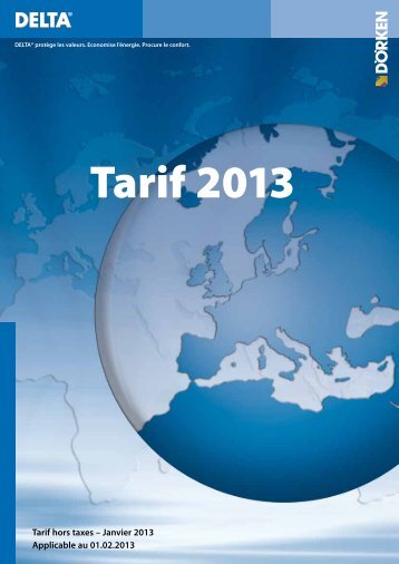 Tarif hors taxes – Janvier 2013 Applicable au 01.02.2013