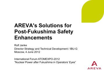 Results of AREVA Operations in the post-Fukushima Period ...