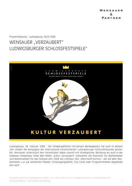 verzaubert“ LudWigsburger schLossfestsPieLe - Wensauer & Partner