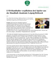 LVB-Handballer verpflichten drei Spieler aus ... - SC DHfK Handball