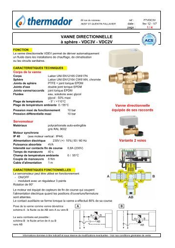 VANNE DIRECTIONNELLE à sphère - VDC3V ... - Mutec France