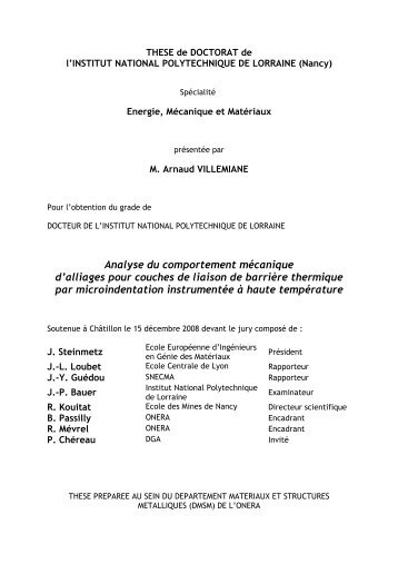 Analyse du comportement mécanique d'alliages pour couches de ...