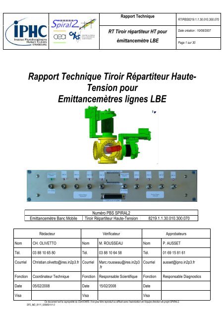 Rapport Technique Tiroir Répartiteur Haute- Tension pour ... - IN2P3