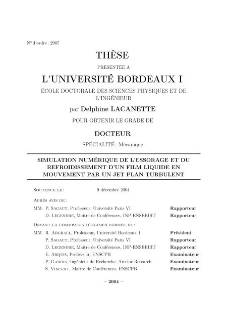 Simulation numérique de l'essorage et du refroidissement d'un film