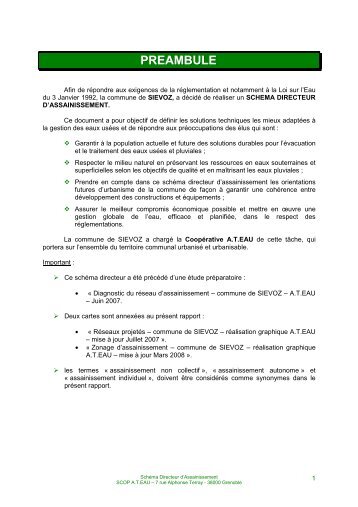 LE SCHEMA DIRECTEUR D'ASSAINISSEMENT - FTP du Sandre