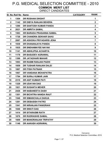 common merit list