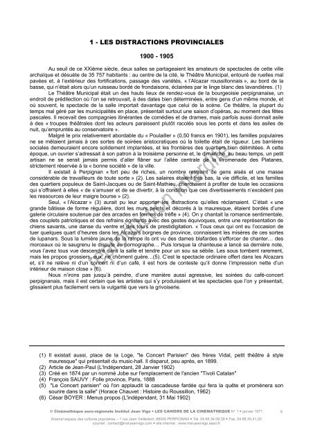 LES CAHIERS DE LA CINEMATHEQUE n°1.pdf - Institut Jean Vigo