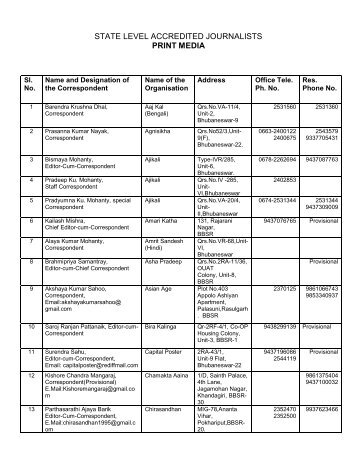 List of Accredited Correspondents