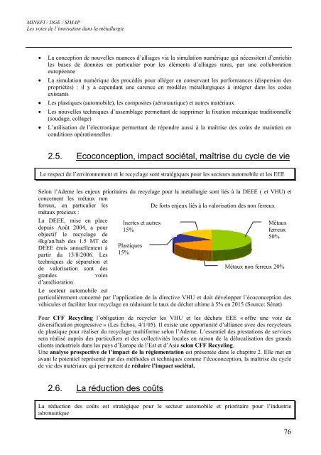 L'étude "La Métallurgie en France : une nécessité d'innovation" - Dgcis