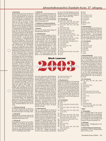 Jahresinhaltsverzeichnis 2003 - Eisenbahn-Kurier