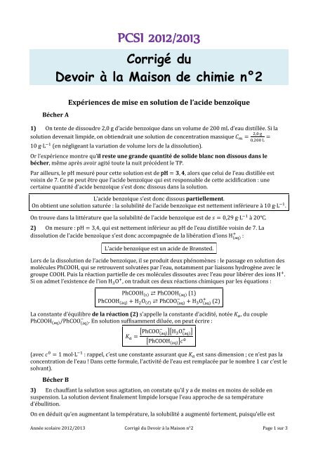 Corrigé - Chimie - PCSI