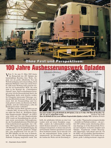 100 Jahre Ausbesserungswerk Opladen - Eisenbahn-Kurier