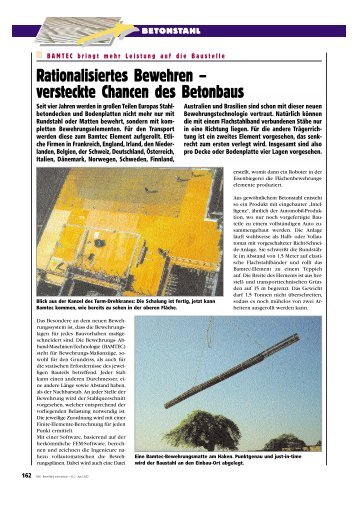 Rationalisiertes Bewehren - BAMTEC-Bewehrungstechnologie