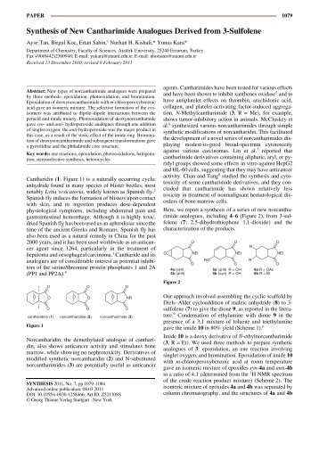 Synthesis of New Cantharimide Analogues Derived from 3-Sulfolene