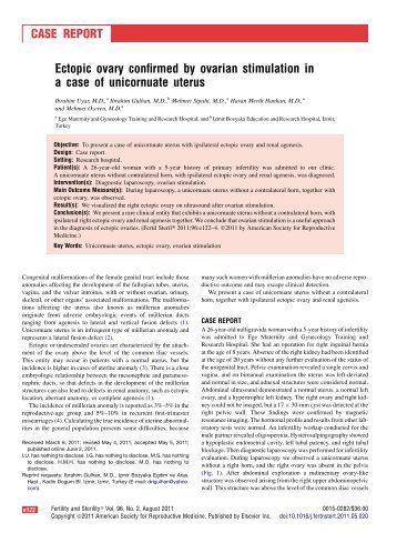 Ectopic ovary confirmed by ovarian stimulation in a case of ...